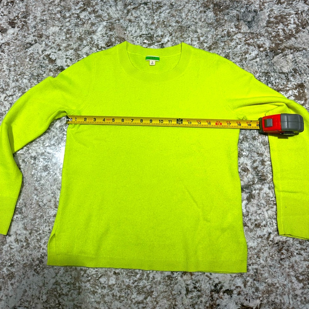 JCREW women’s 100% cashmere crew neck sweater in neon citrus - Picture 3 of 8